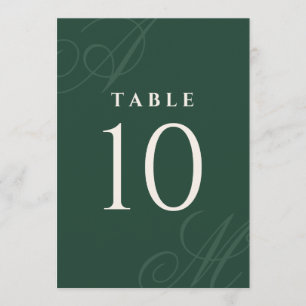 Emerald Modern Edge Elegant Monogram Table Numbers