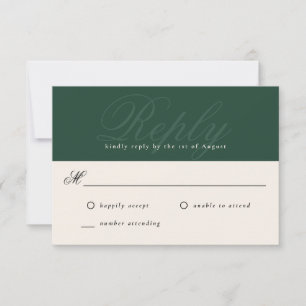Emerald Modern Elegant Minimal Monogram RSVP Card