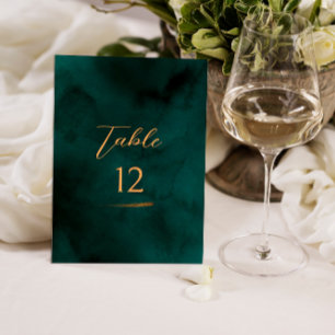 Emerald Modern Script Wedding Table Number