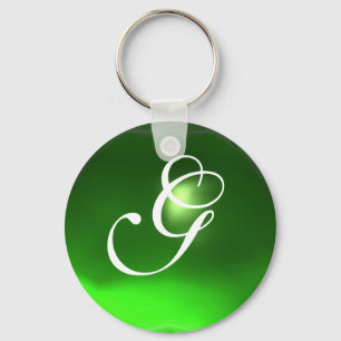 EMERALD  MONOGRAM ,green Key Ring