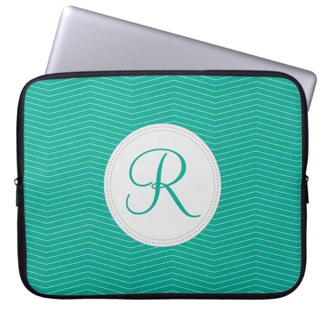 Emerald Monogram Laptop Sleeve (Front)