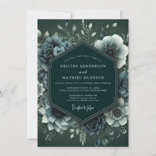 Emerald Moody Anemone Wedding Invitation