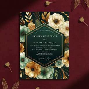 Emerald Moody Floral Romance Wedding Invitation