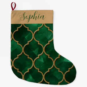 Emerald Moroccan Pattern – Luxury Style Large Christmas Stocking