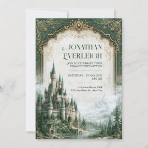 Emerald Mountain Castle Wedding Invitation