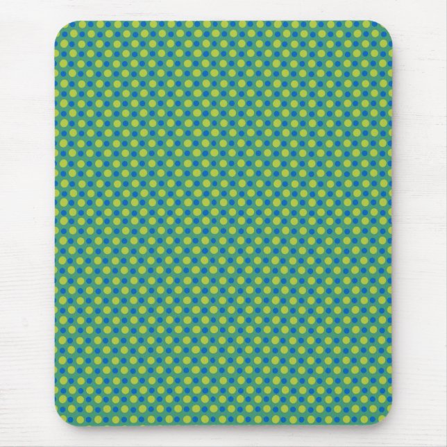 Emerald Mousepad, Blue and Green Polka Dots Mouse Pad (Front)