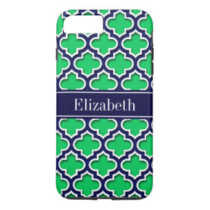 Emerald Navy Moroccan #5DS Navy Name Monogram iPhone 8 Plus/7 Plus Case