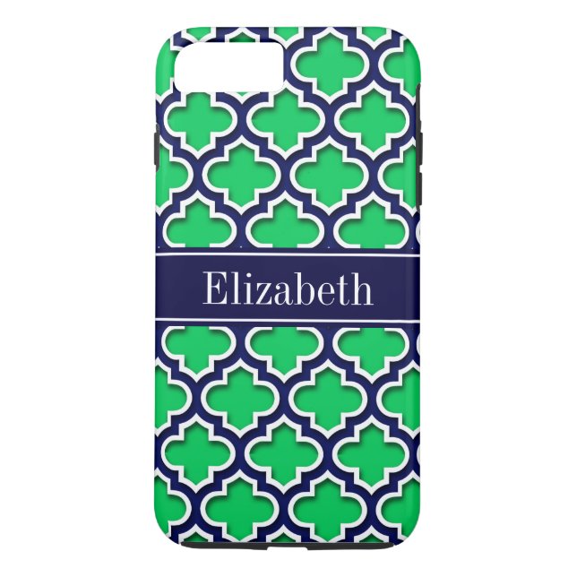 Emerald Navy Moroccan #5DS Navy Name Monogram Case-Mate iPhone Case (Back)