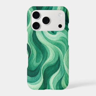 Emerald Ocean Swirl Abstract Wave Pattern