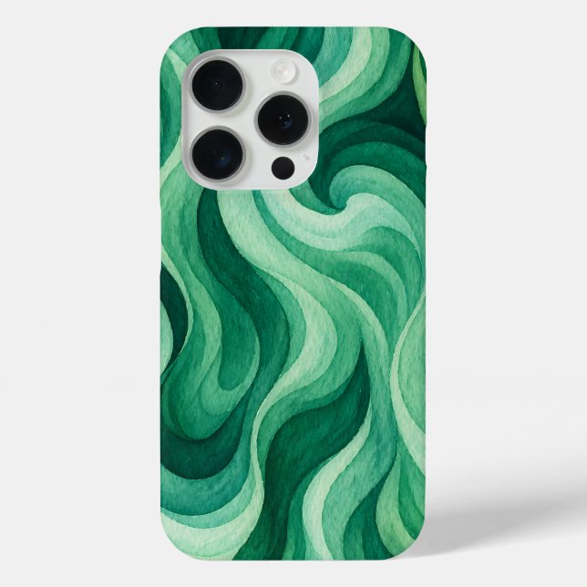 Emerald Ocean Swirl Abstract Wave Pattern Case-Mate iPhone Case (Back)