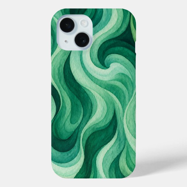 Emerald Ocean Swirl Abstract Wave Pattern Case-Mate iPhone Case (Back)