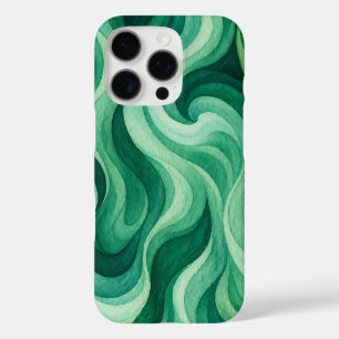 Emerald Ocean Swirl Abstract Wave Pattern iPhone 16 Pro Case