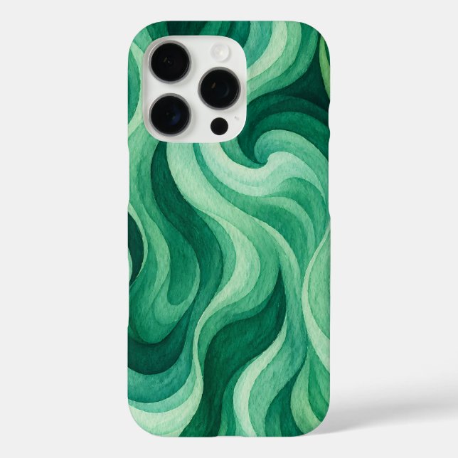 Emerald Ocean Swirl Abstract Wave Pattern Case-Mate iPhone Case (Back)