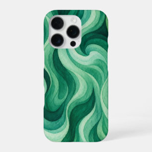 Emerald Ocean Swirl Abstract Wave Pattern iPhone 16 Pro Case
