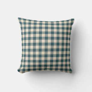 Emerald Off-White Gingham Pattern Cushion