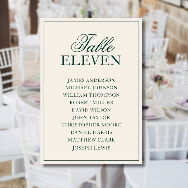Emerald Old Money Formal Wedding Seating Chart Table Number (Creator Uploaded)