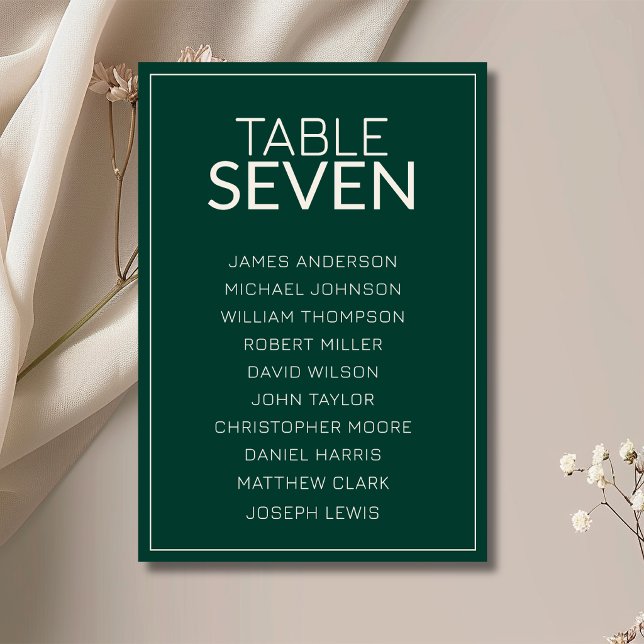 Emerald Old Money Wedding Guest Seating Chart Table Number (Creator Uploaded)