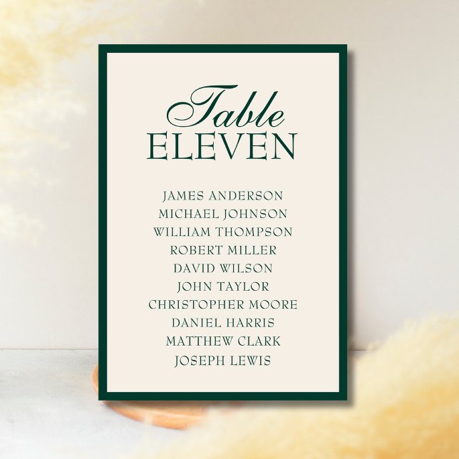 Emerald Old Money Wedding Seating Chart Table Number (Creator Uploaded)