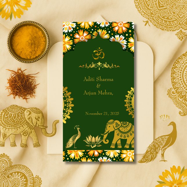 Emerald Om Hindu Wedding Table Napkin (Creator Uploaded)