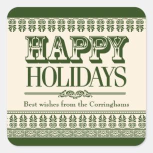Emerald Ornate Borders Holidays Sticker