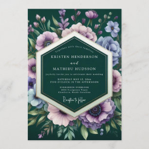 Emerald Painterly Posy Wedding Invitation