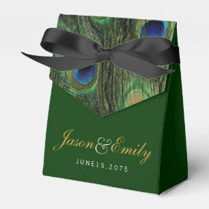 Emerald Peacock Wedding Favour Box