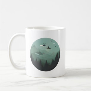Emerald Peaks and Soaring Birds Coffee Mug