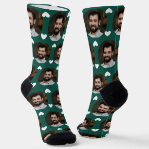 Emerald Photo of Boyfriend For Girlfriend Hearts Socks