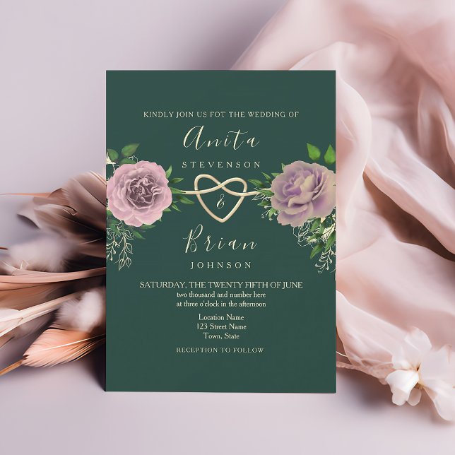 Emerald Pink Floral Wedding Invitation (Creator Uploaded)