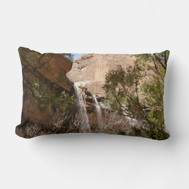Emerald Pool Falls I from Zion National Park Lumbar Cushion (Front)