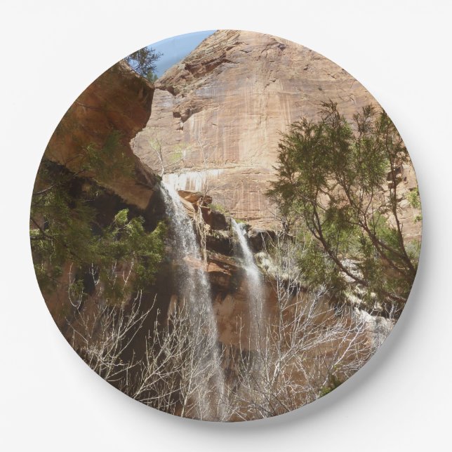 Emerald Pool Falls I from Zion National Park Paper Plate (Front)