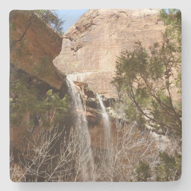 Emerald Pool Falls I from Zion National Park Stone Coaster (Front)