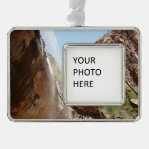 Emerald Pool Falls II from Zion National Park Silver Plated Framed Ornament