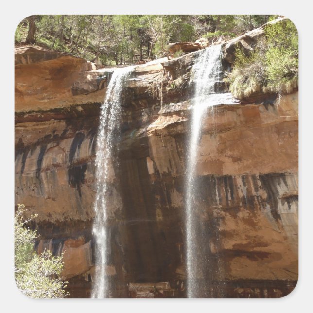 Emerald Pool Falls IV from Zion National Park Square Sticker (Front)