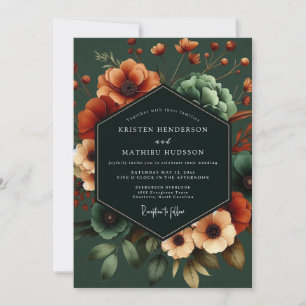 Emerald Poppy Noir Wedding Invitation