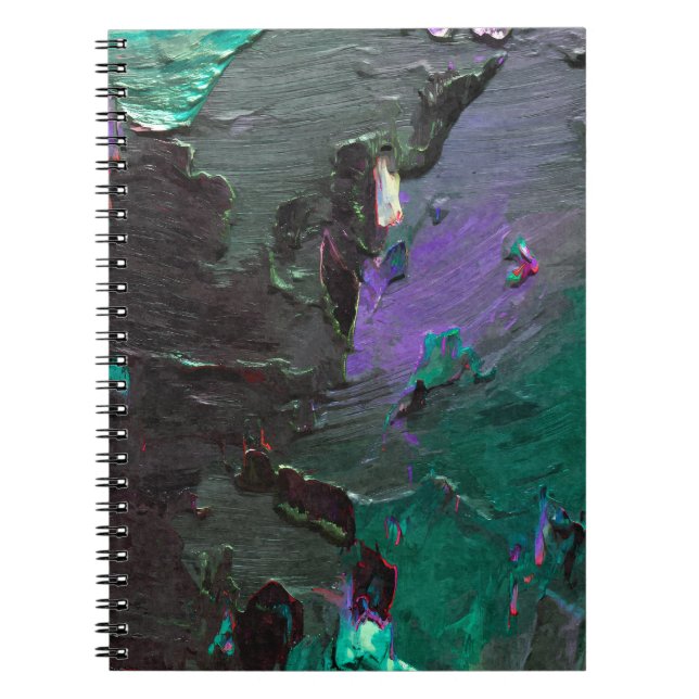 Emerald Purple Dark Abstract Texture Notebook (Front)