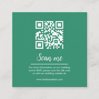 Emerald QR Code Wedding Website Enclosure Card