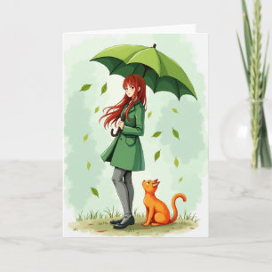 Emerald Rain Cat Companion Card