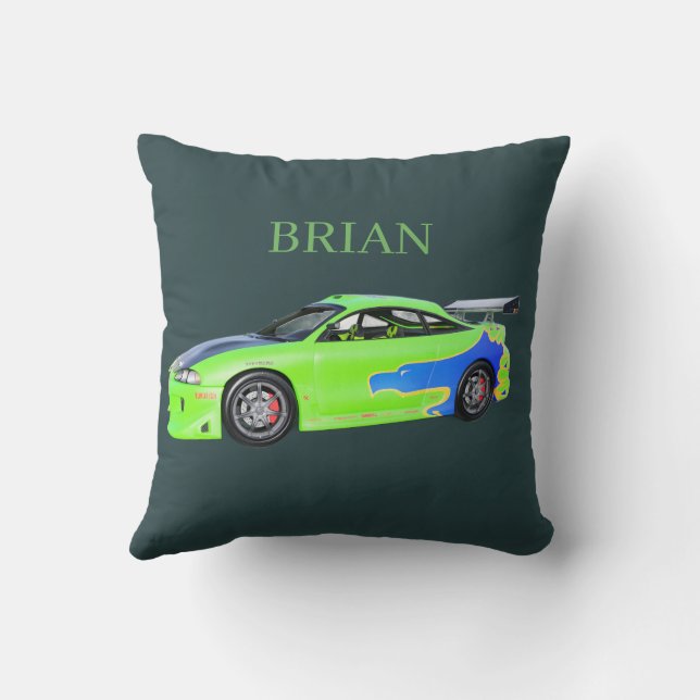 Emerald Roadrunner of the Verdant Horizon Cushion (Back)