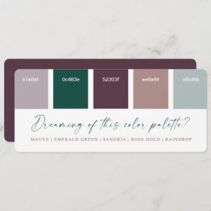 Emerald & Rose Gold Wedding Colour Palette Card
