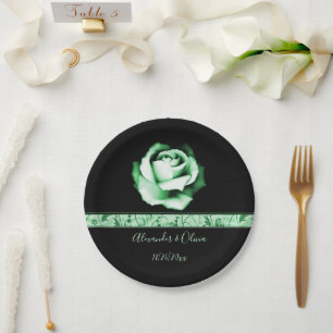 Emerald Rose Wedding Paper Plate