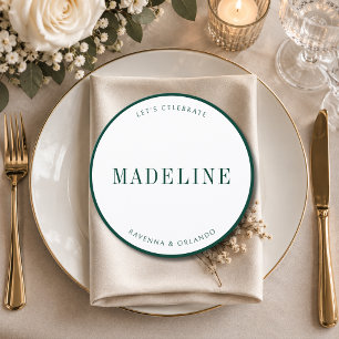 Emerald Round Wedding Guest Place & Menu Card