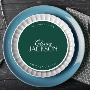 Emerald Round Wedding Guest Place & Menu Card