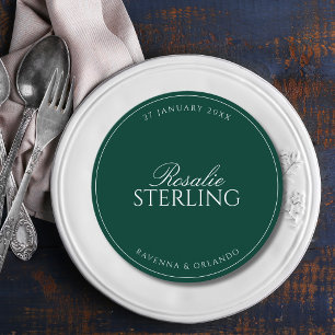 Emerald Round Wedding Guest Place & Menu Card