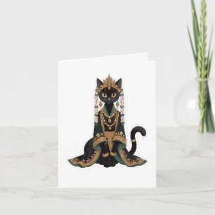 Emerald Royal Cat Bride Greeting Card