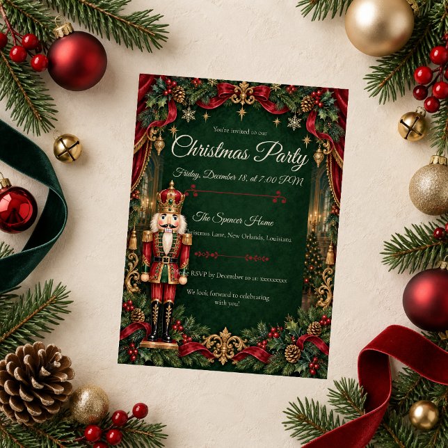 Emerald Royal Nutcracker Christmas Party Invitation (Creator Uploaded)