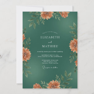 Emerald Rust Foliage Eucalyptus Wedding Invitation