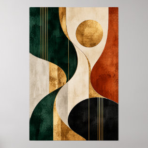 Emerald Rust Gold Geometric Circle Abstract Wall A Poster
