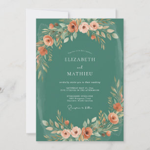 Emerald Rust Painted Wedding Invitation