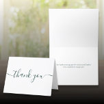 Emerald Script Simple Modern Elegant Thank You Card<br><div class="desc">Simple modern elegant emerald script thank you card. You can personalise with your own thank you message on the reverse or if you would prefer to add your own handwritten message simply delete the text. A perfect way to say thank you! Designed by Thisisnotme©</div>